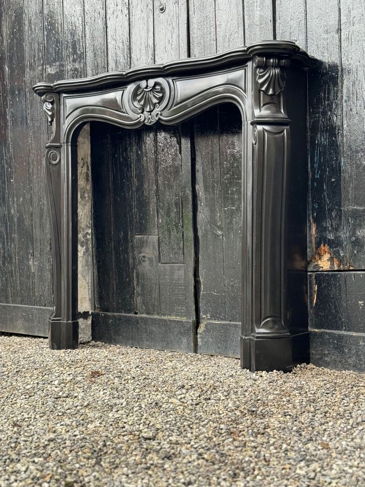 Louis XV Style Black Belgian Marble Mantel circa 1880