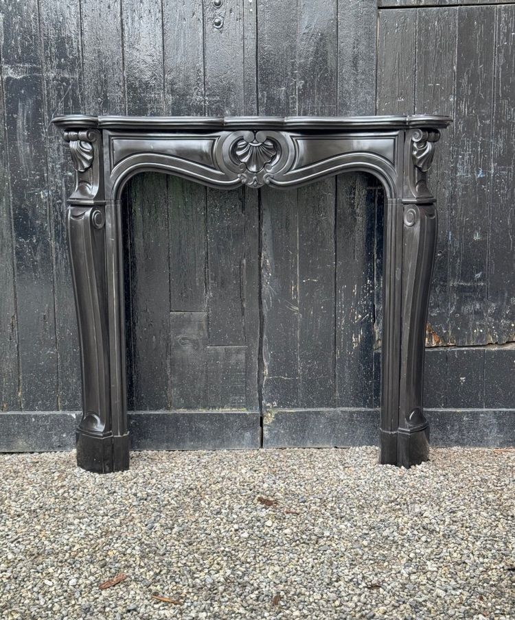 Louis XV Style Black Belgian Marble Mantel circa 1880