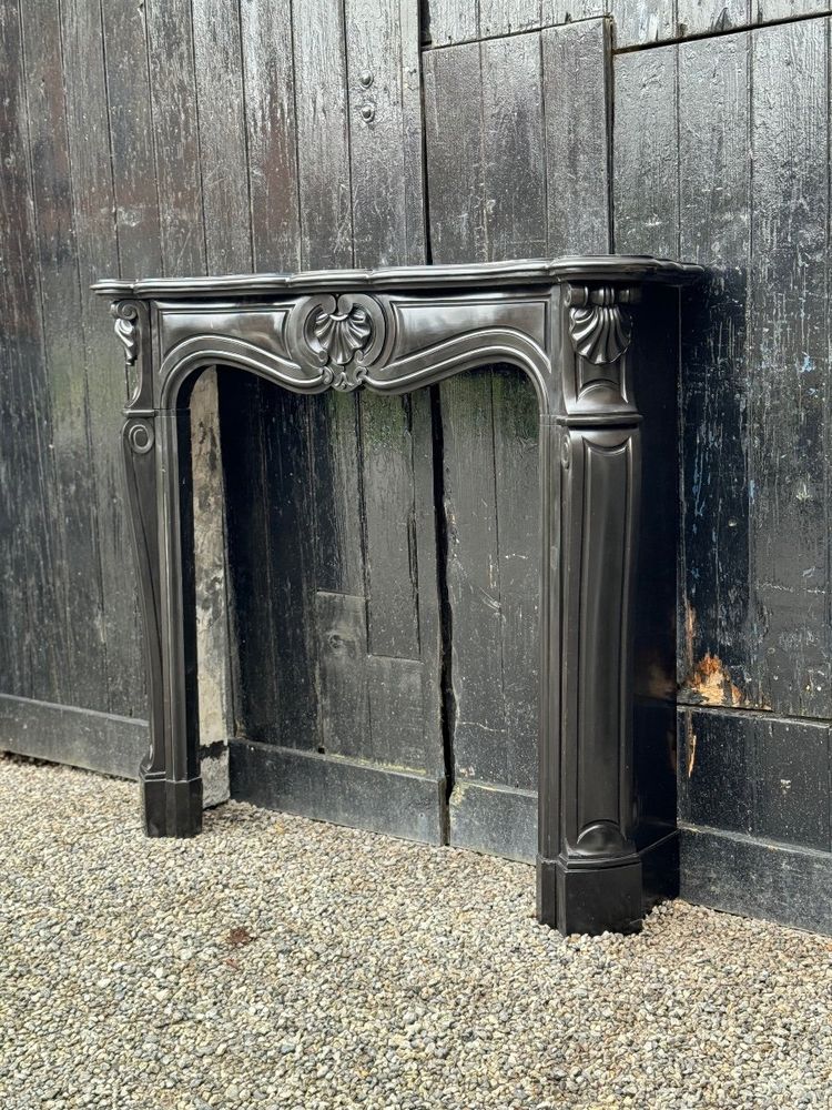 Louis XV Style Black Belgian Marble Mantel circa 1880