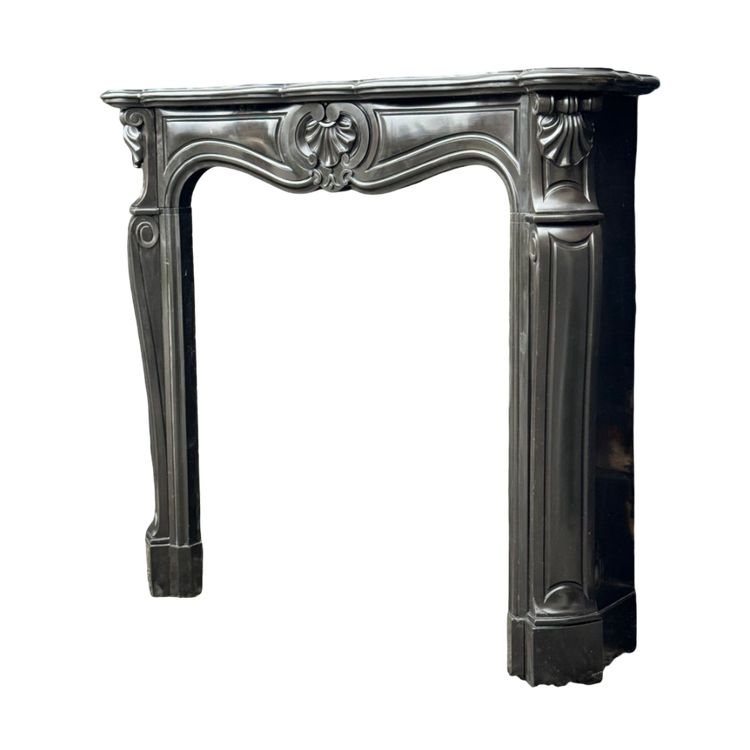 Louis XV Style Black Belgian Marble Mantel circa 1880