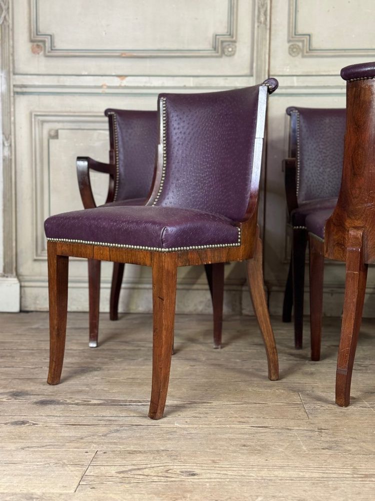 Suite De 4 Chaises Et 4 Fauteuils Artdeco En Palissandre Vers 1930