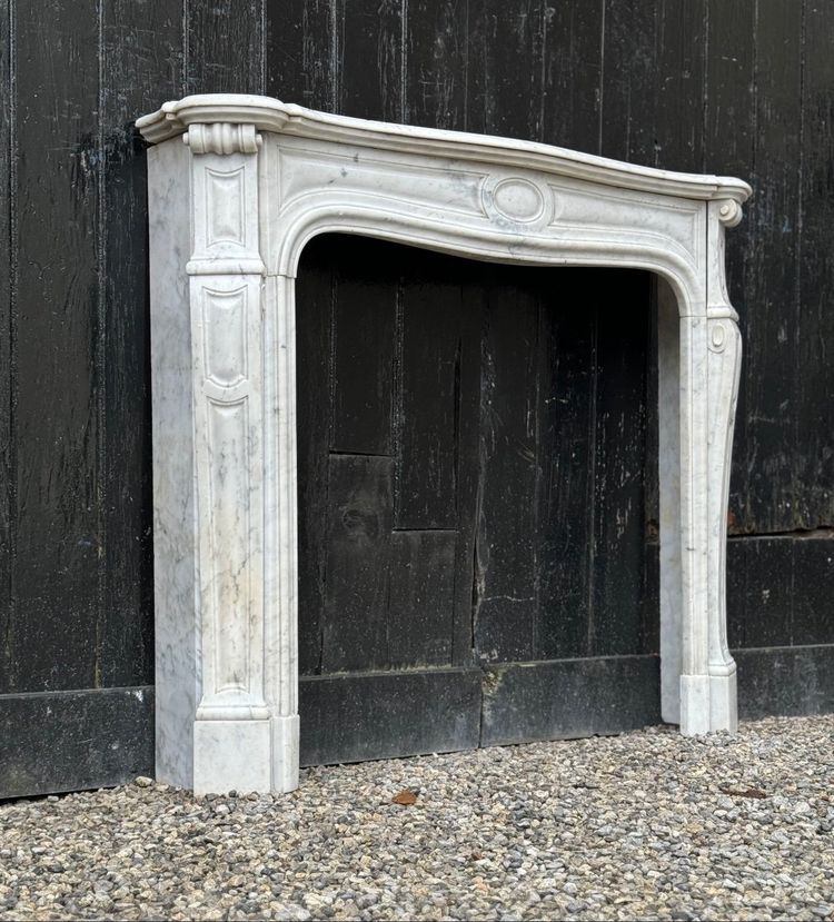 Louis XV Style Fireplace in White Carrara Marble Circa 1880
