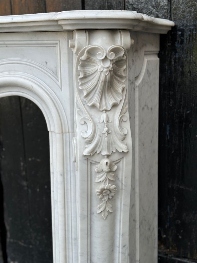 Louis XV Style Carrara Marble Mantel Circa 1880