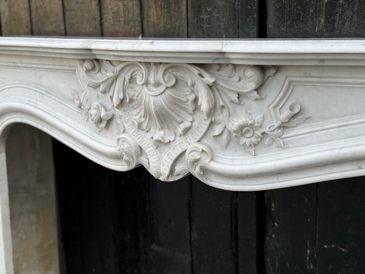 Louis XV Style Carrara Marble Mantel Circa 1880