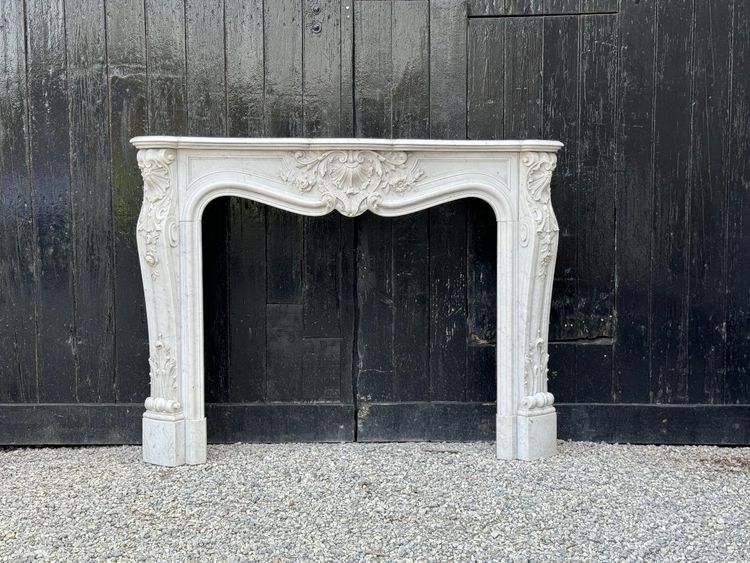 Louis XV Style Carrara Marble Mantel Circa 1880