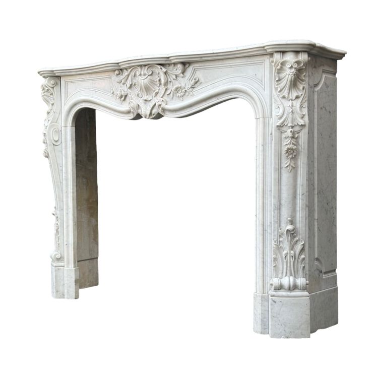 Louis XV Style Carrara Marble Mantel Circa 1880