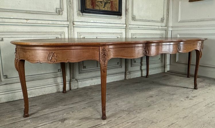 Table Console ou table de bibliothèque de style Louis XV en chêne sculpté, vers 1880