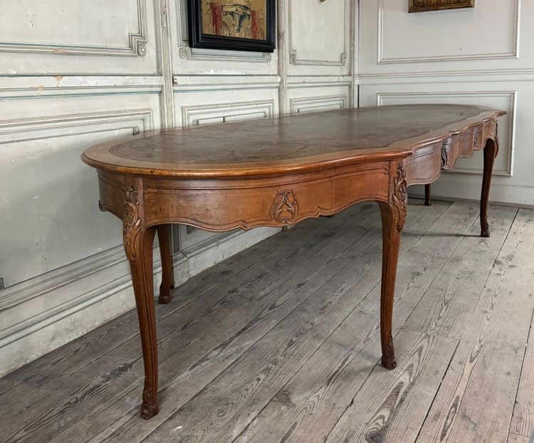 Table Console ou table de bibliothèque de style Louis XV en chêne sculpté, vers 1880