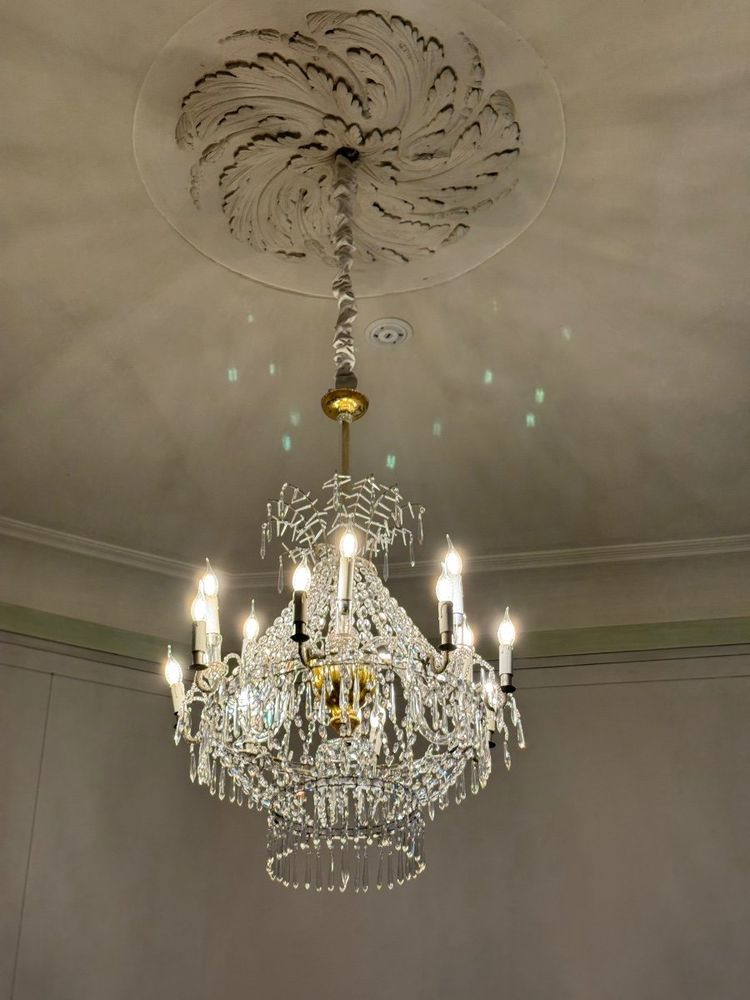 Cut Crystal Bead Bag Chandelier Circa 1800
