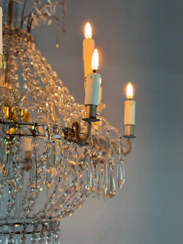 Cut Crystal Bead Bag Chandelier Circa 1800