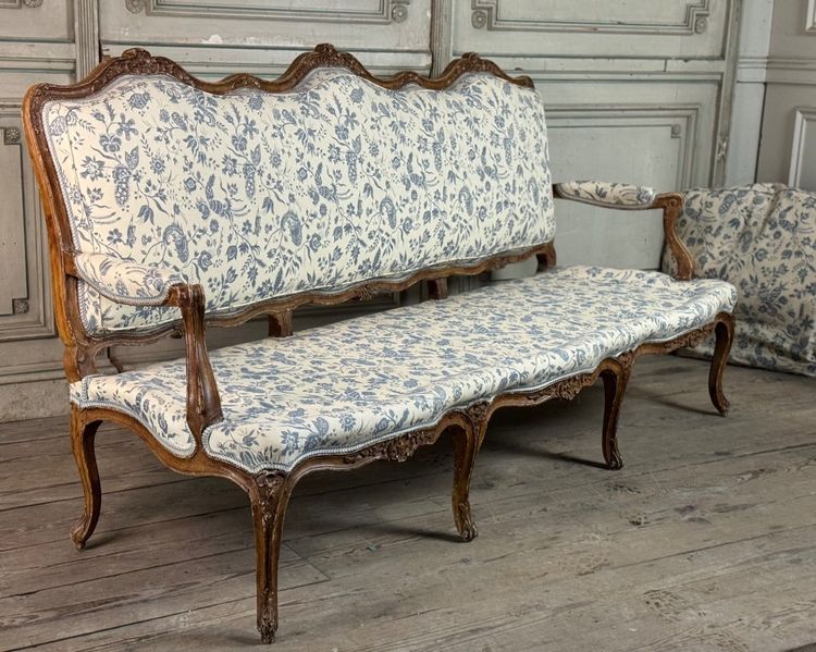 Louis XV Carved Wood Bench with Oak Patina 18th Century