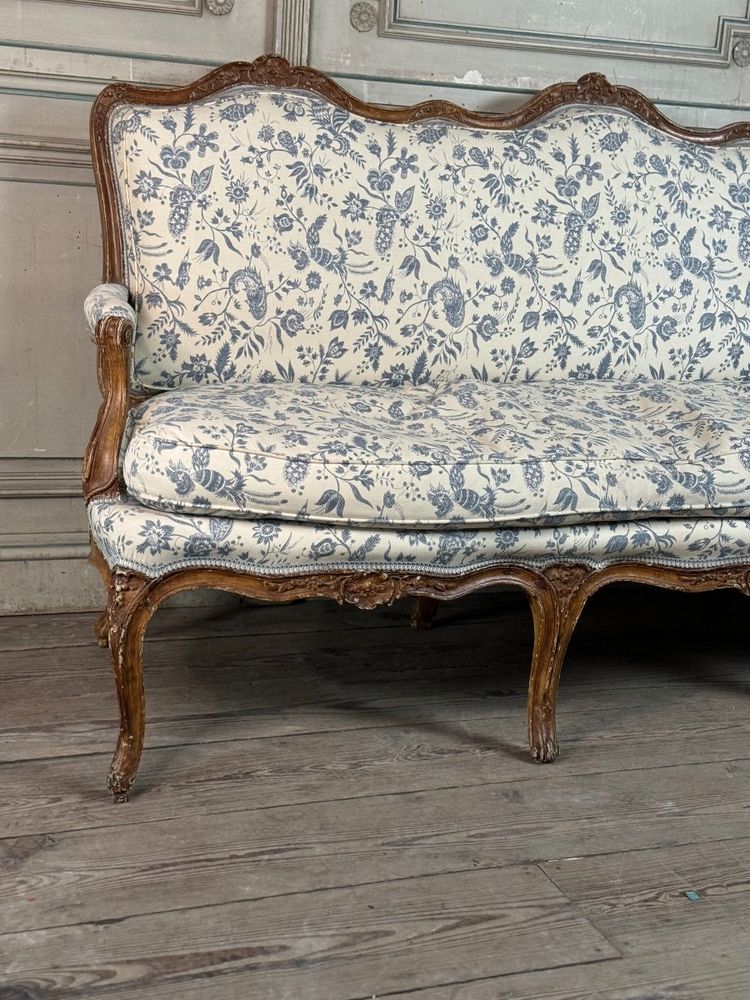 Louis XV Carved Wood Bench with Oak Patina 18th Century