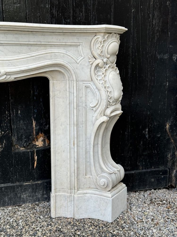 Impressive Louis XV Style Carrara Marble Mantel circa 1880
