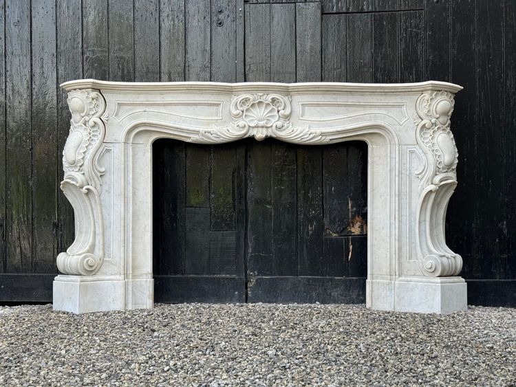 Impressive Louis XV Style Carrara Marble Mantel circa 1880