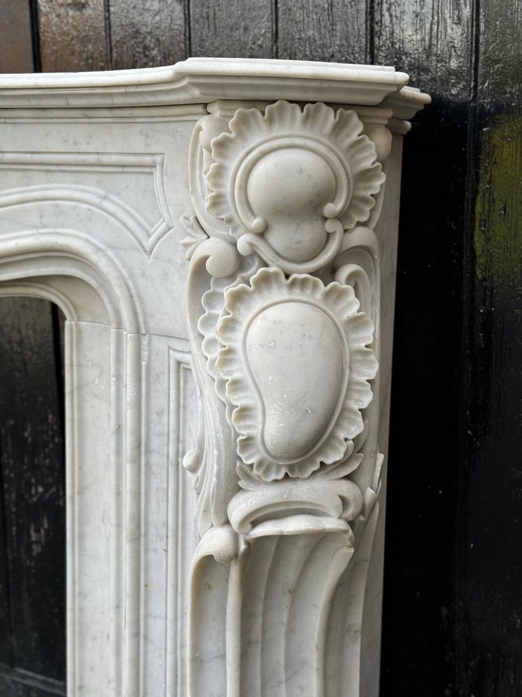 Impressive Louis XV Style Carrara Marble Mantel circa 1880