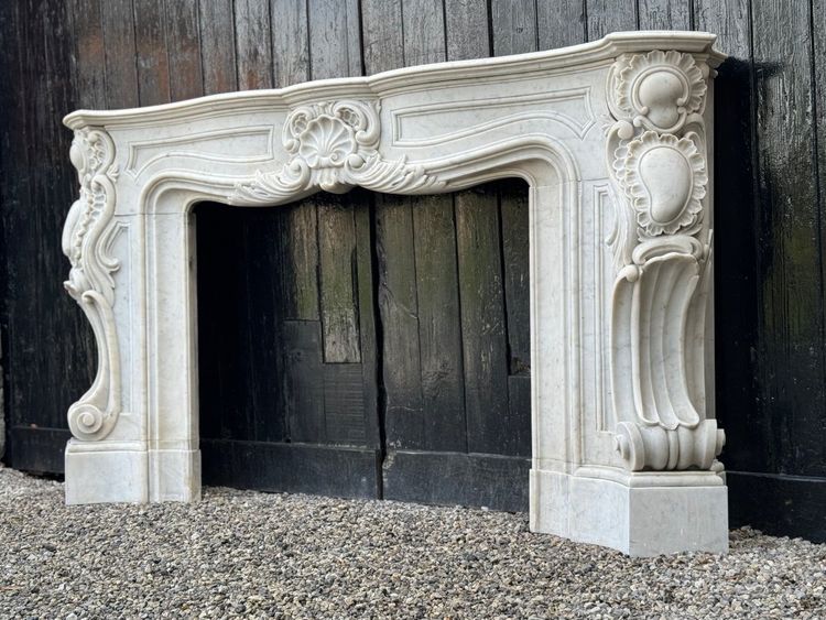 Impressive Louis XV Style Carrara Marble Mantel circa 1880