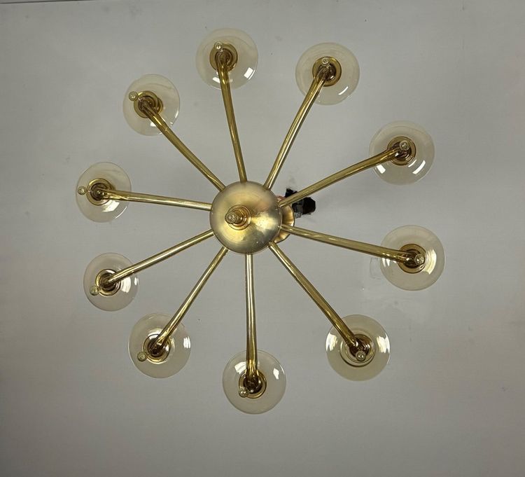 Venetian chandelier in Murano gilt glass by Venini circa 1940
