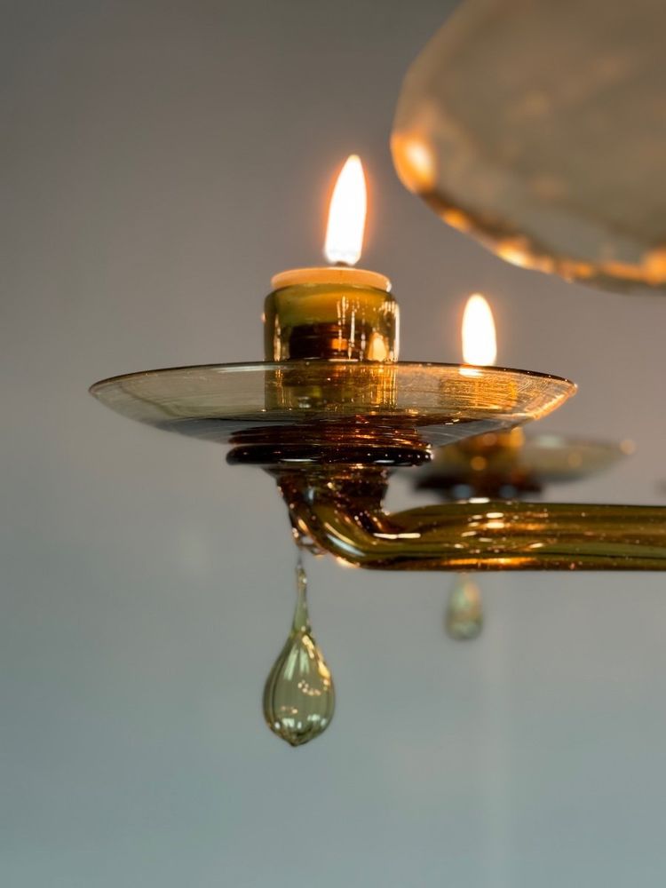 Venetian chandelier in Murano gilt glass by Venini circa 1940