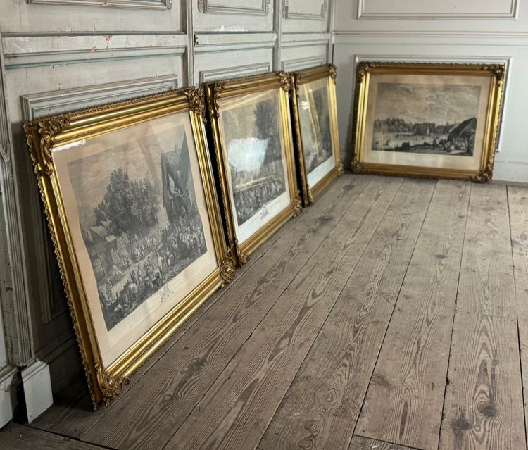 Suite De 4 Gravures, Retirage XIXème, Très Beaux Cadres Napoléon III