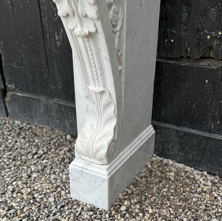 Louis XVI White Carrara Marble Mantel Circa 1880