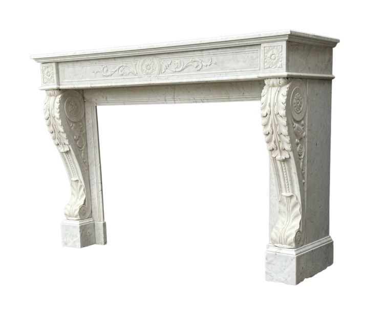 Louis XVI White Carrara Marble Mantel Circa 1880