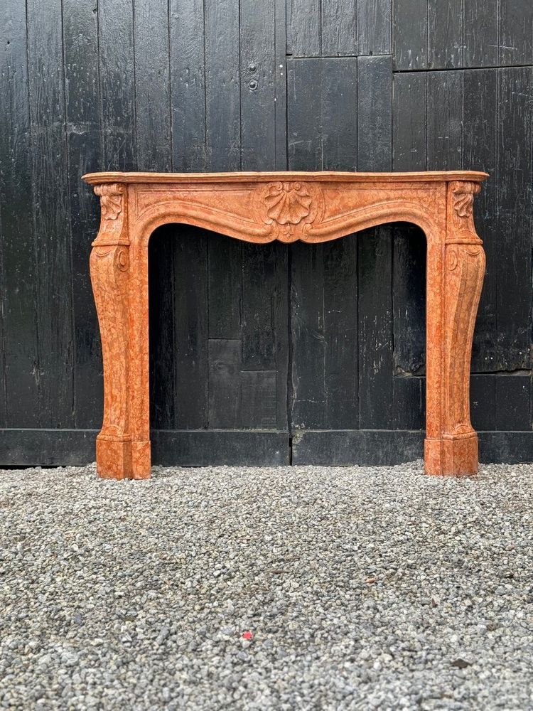 Kamin Im Stil von Louis XV Aus Rotem Veroneser Marmor Um 1880