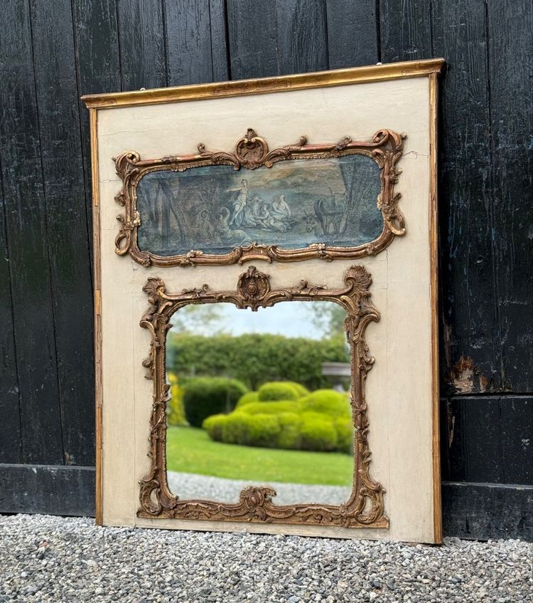 Miroir De Cheminée Ou Trumeau, Oil on canvas and gilded wood, 18th century