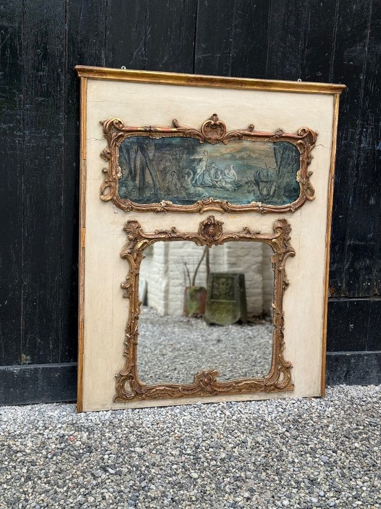 Miroir De Cheminée Ou Trumeau, Oil on canvas and gilded wood, 18th century