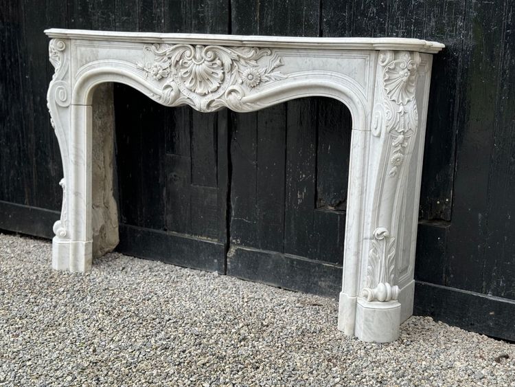 Remarkable Louis XV Style White Carrara Marble Mantel circa 1880