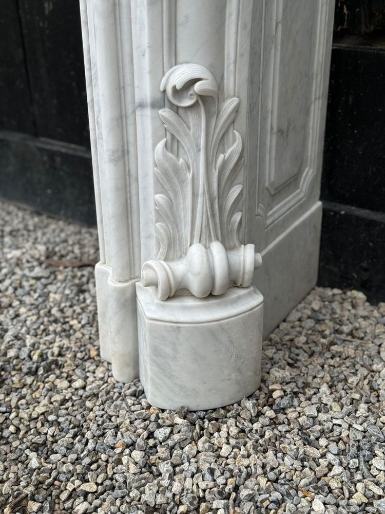 Remarkable Louis XV Style White Carrara Marble Mantel circa 1880