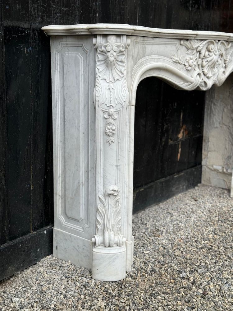 Remarkable Louis XV Style White Carrara Marble Mantel circa 1880
