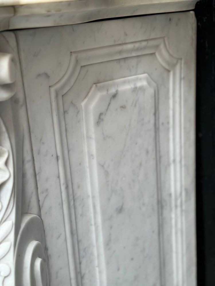 Remarkable Louis XV Style White Carrara Marble Mantel circa 1880