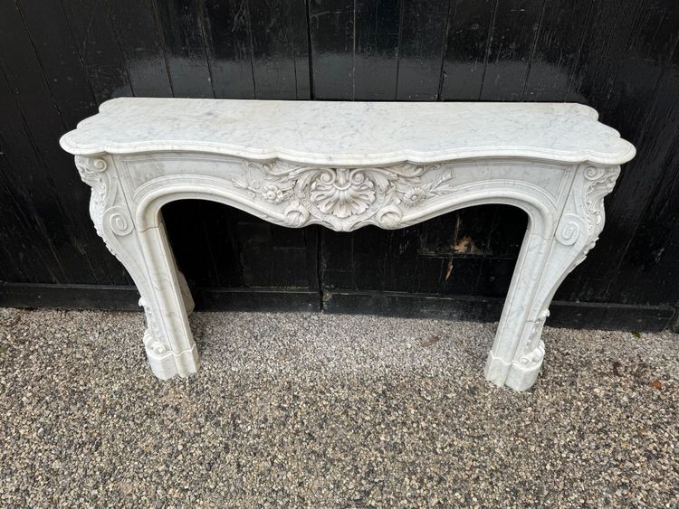 Remarkable Louis XV Style White Carrara Marble Mantel circa 1880