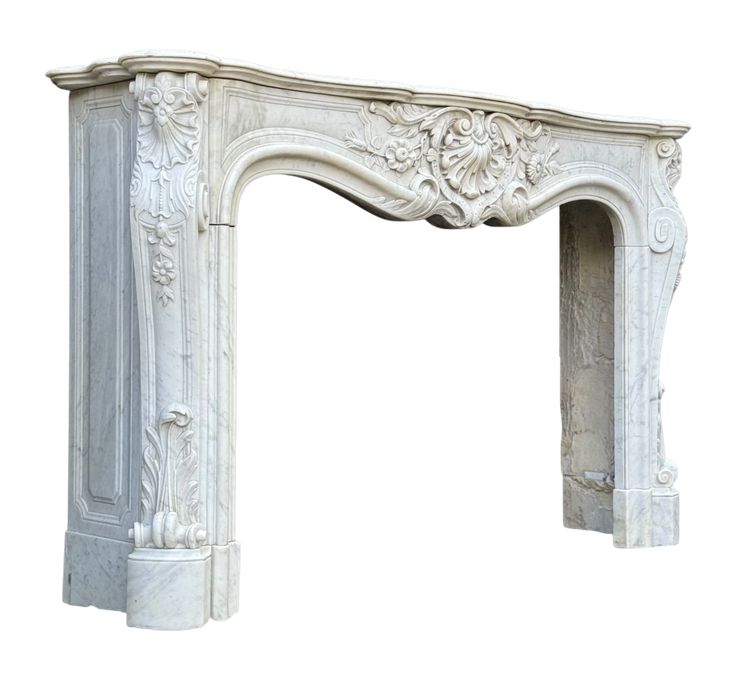 Remarkable Louis XV Style White Carrara Marble Mantel circa 1880