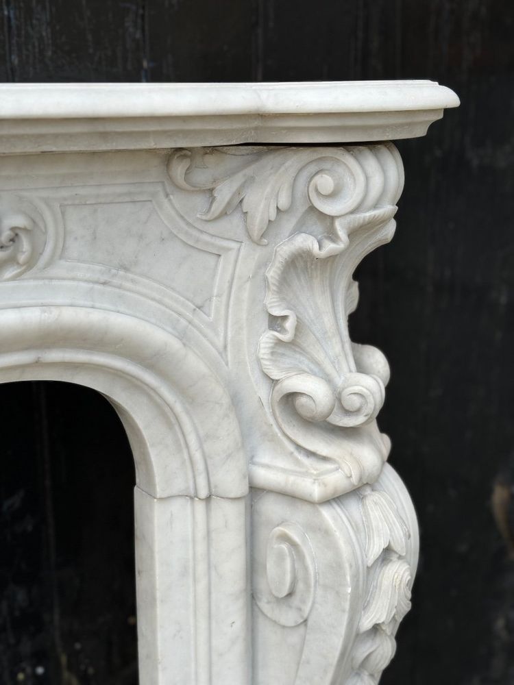 Remarkable Louis XV Style Carrara Marble Mantel Circa 1880