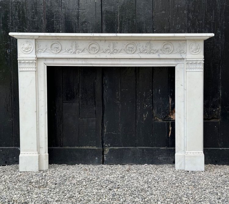 Louis XVI Style Carrara Marble Mantel Circa 1880