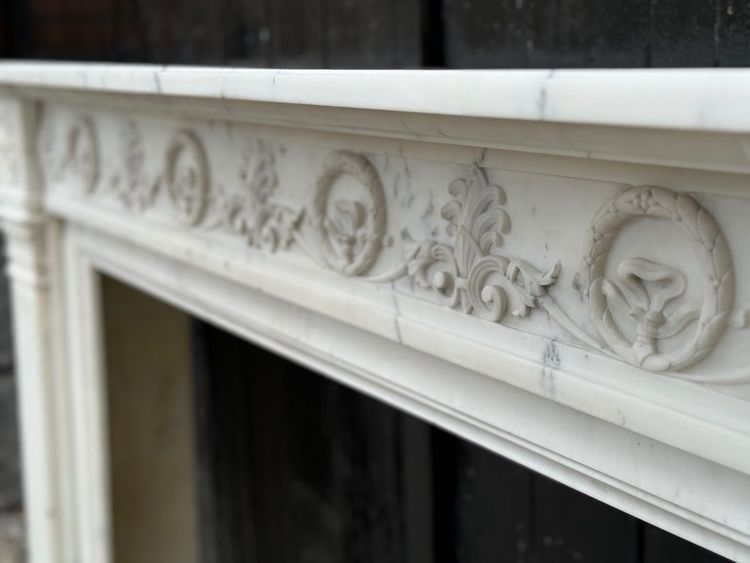 Louis XVI Style Carrara Marble Mantel Circa 1880