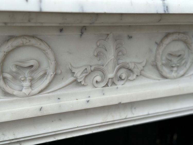 Louis XVI Style Carrara Marble Mantel Circa 1880