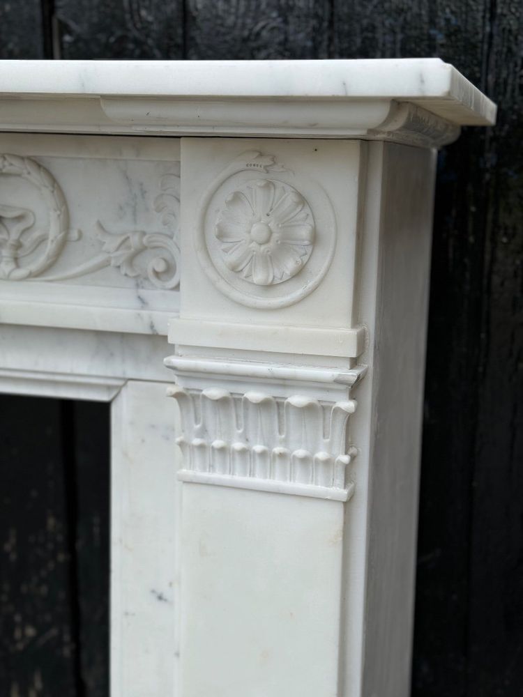 Louis XVI Style Carrara Marble Mantel Circa 1880