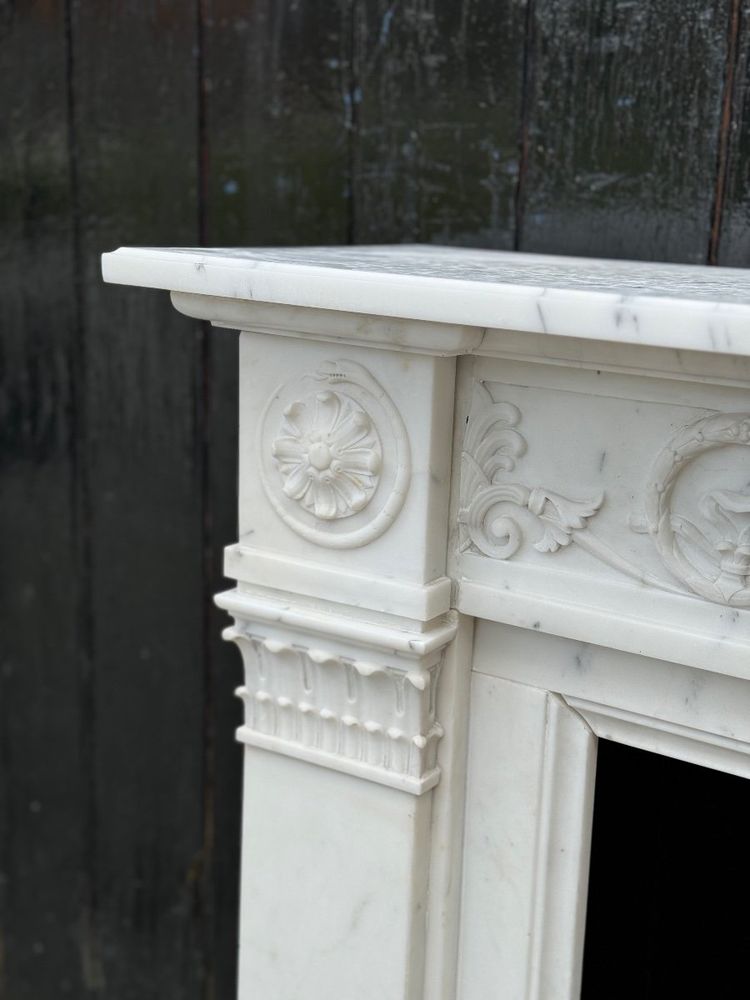 Louis XVI Style Carrara Marble Mantel Circa 1880