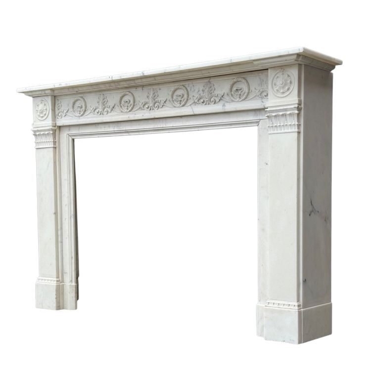Louis XVI Style Carrara Marble Mantel Circa 1880