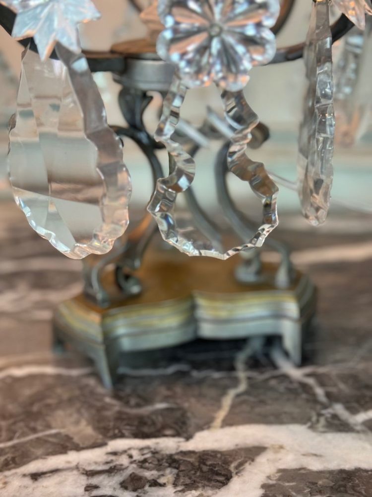 Pair Of Bronze And Cut Crystal Girandoles Circa 1900