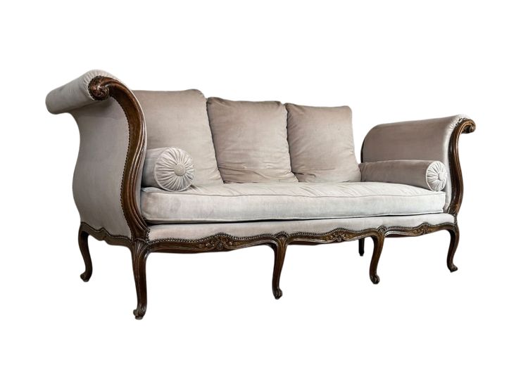 Letto da riposo Luigi XV in faggio intagliato sui 4 lati , Francia, XVIII secolo