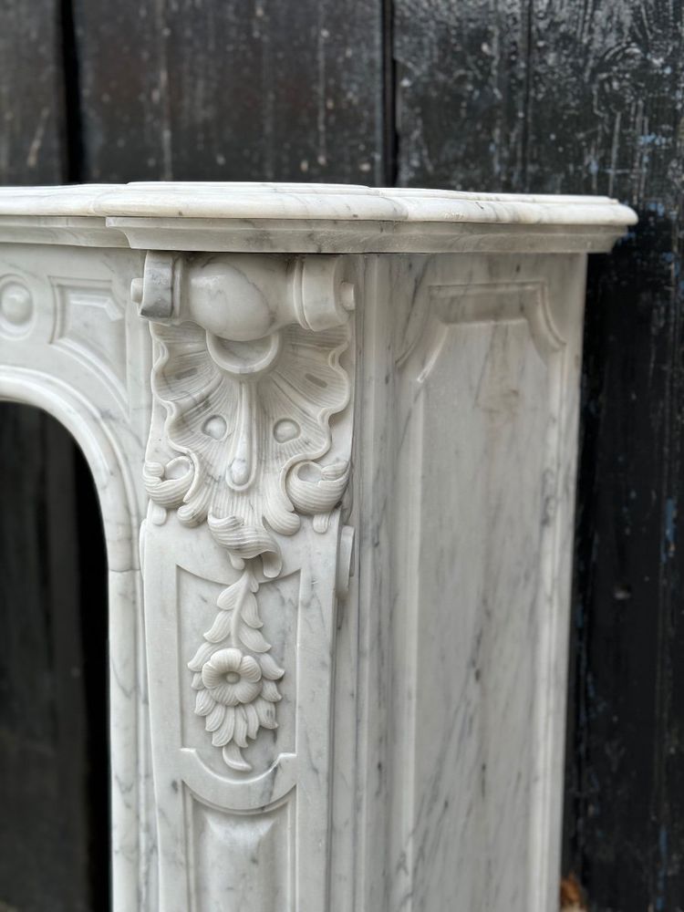 Louis XV style Carrara marble mantel, circa 1880