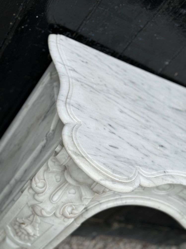 Louis XV style Carrara marble mantel, circa 1880