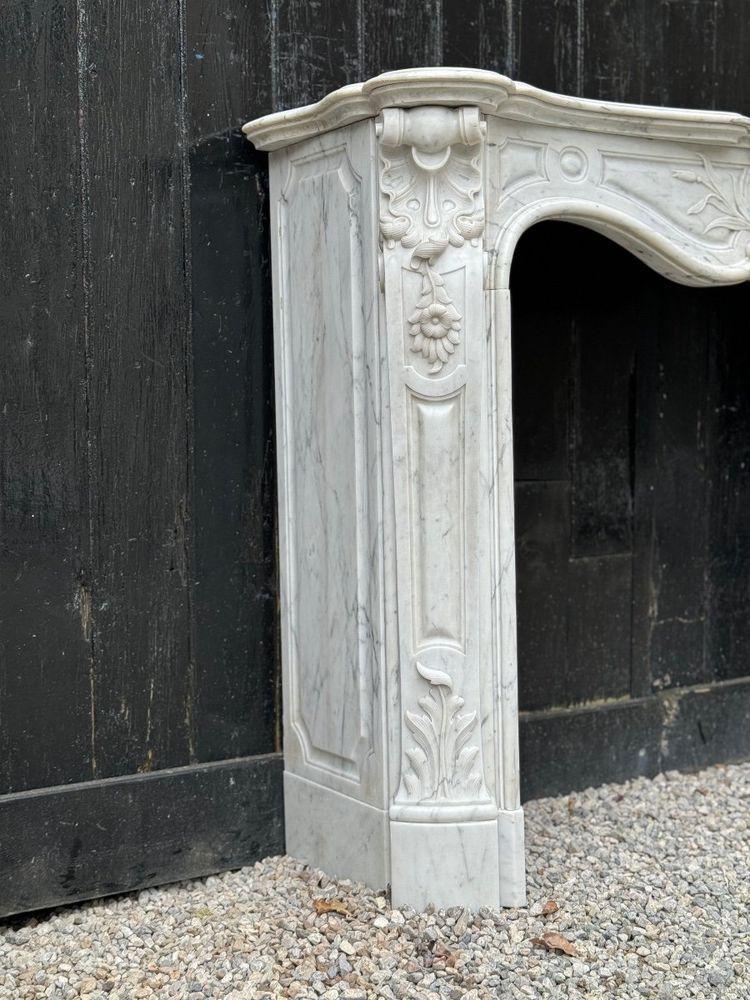 Louis XV style Carrara marble mantel, circa 1880