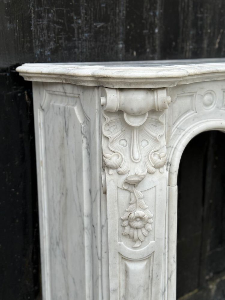Louis XV style Carrara marble mantel, circa 1880