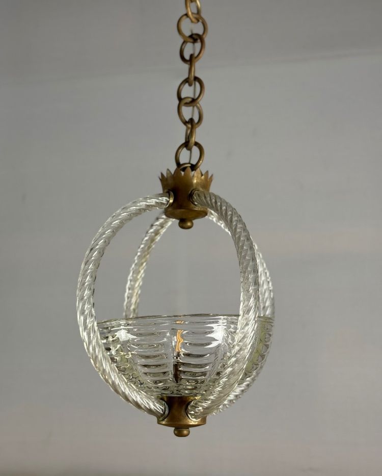 Venetian Colorless Murano Glass Chandelier Circa 1950