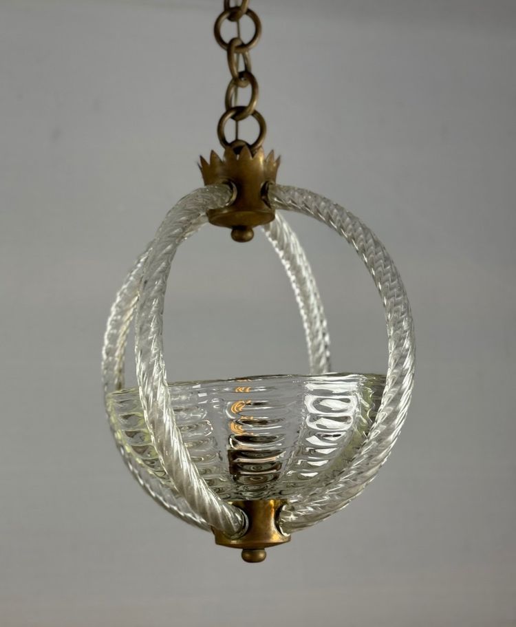 Venetian Colorless Murano Glass Chandelier Circa 1950