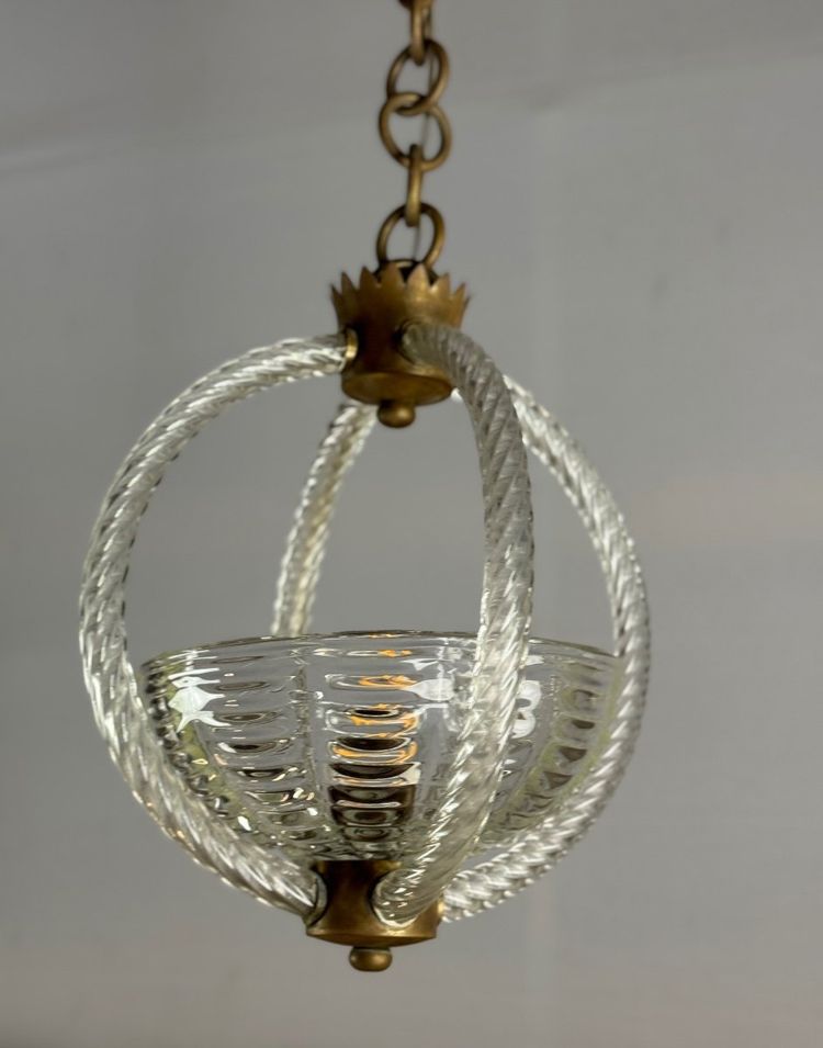 Venetian Colorless Murano Glass Chandelier Circa 1950